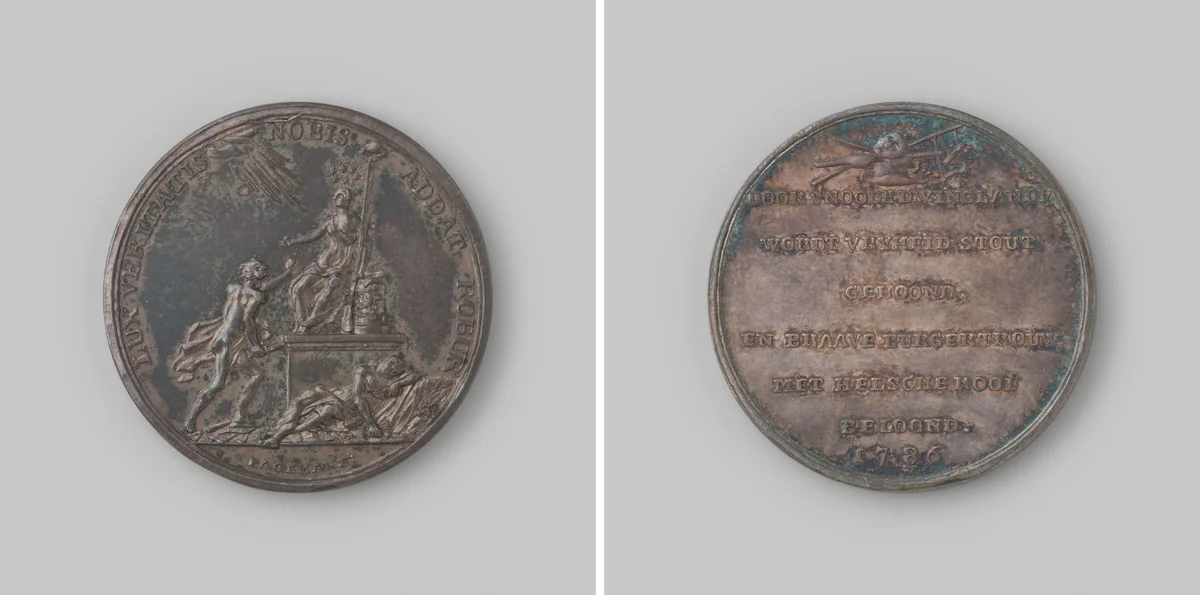 Voorstel tot ontbinding van de gewapende genootschappen in Nederland by Johannes Michiel Lageman, metalwork, 1786