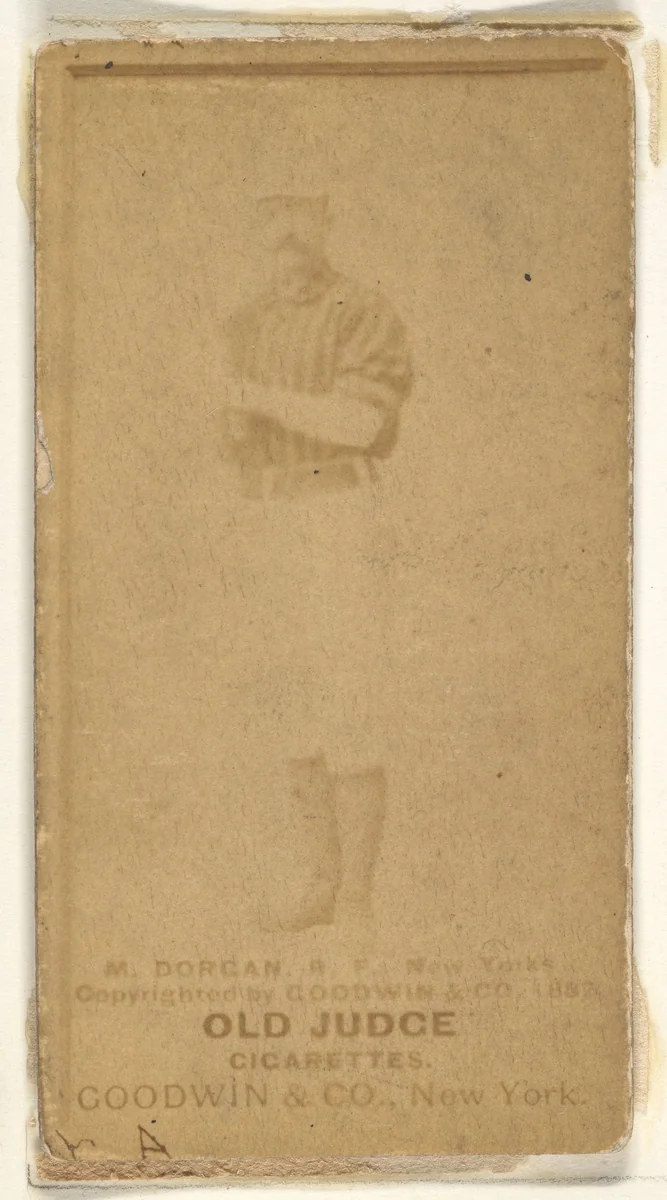 Michael Cornelius Dorgan, Right Field, New York, from the Old Judge series (N172) for Old Judge Cigarettes by Goodwin & Company, photograph, 1887