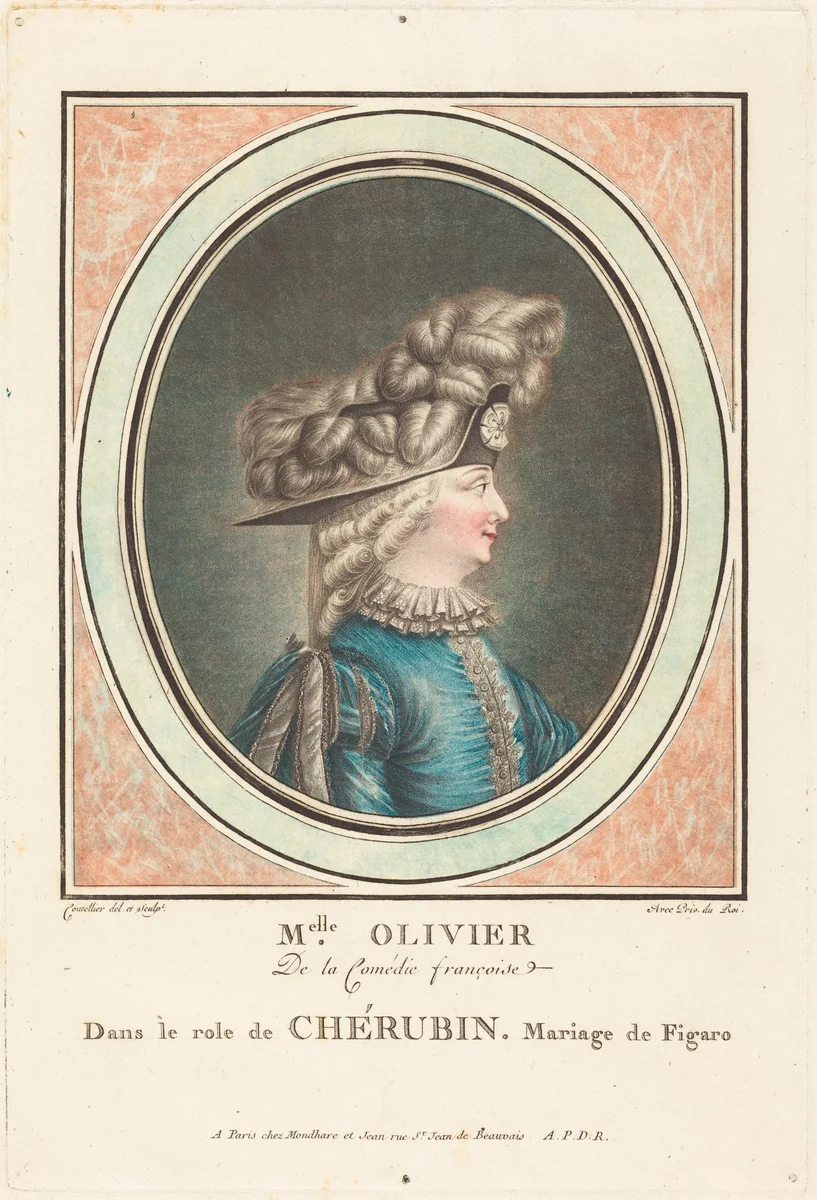 Mademoiselle Olivier by F. Coutellier, print, 1719-1810