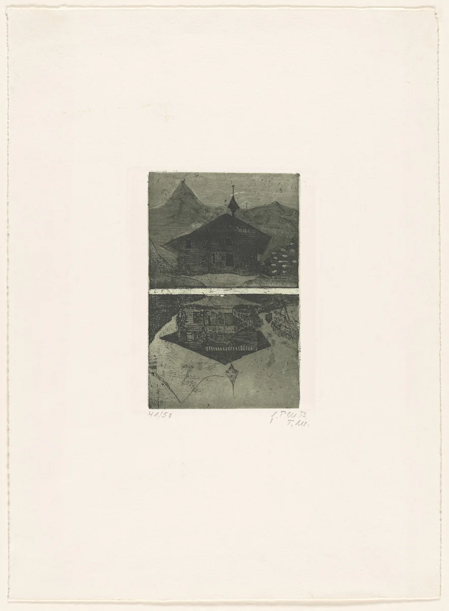 Bulthaupt Home with Reflection, Burgstall (Haus Bulthaupt mit Spiegelung, Burgstall) by Paula Modersohn-Becker, print, 1899