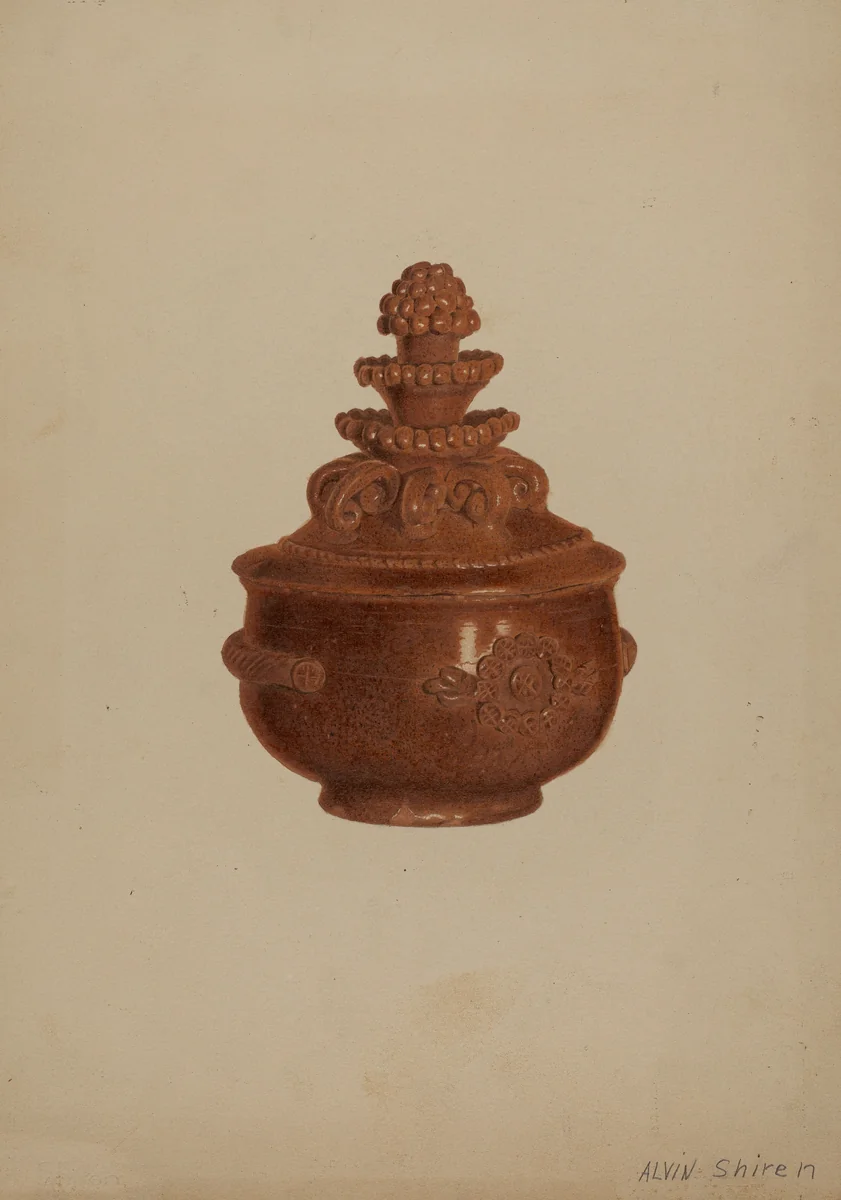 Pa. German Covered Bowl by Alvin Shiren, index of american design, 1938