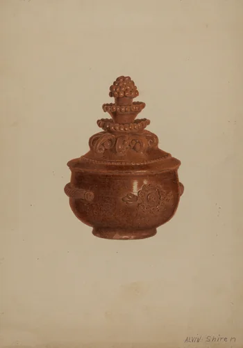 Pa. German Covered Bowl by Alvin Shiren, index of american design, 1938