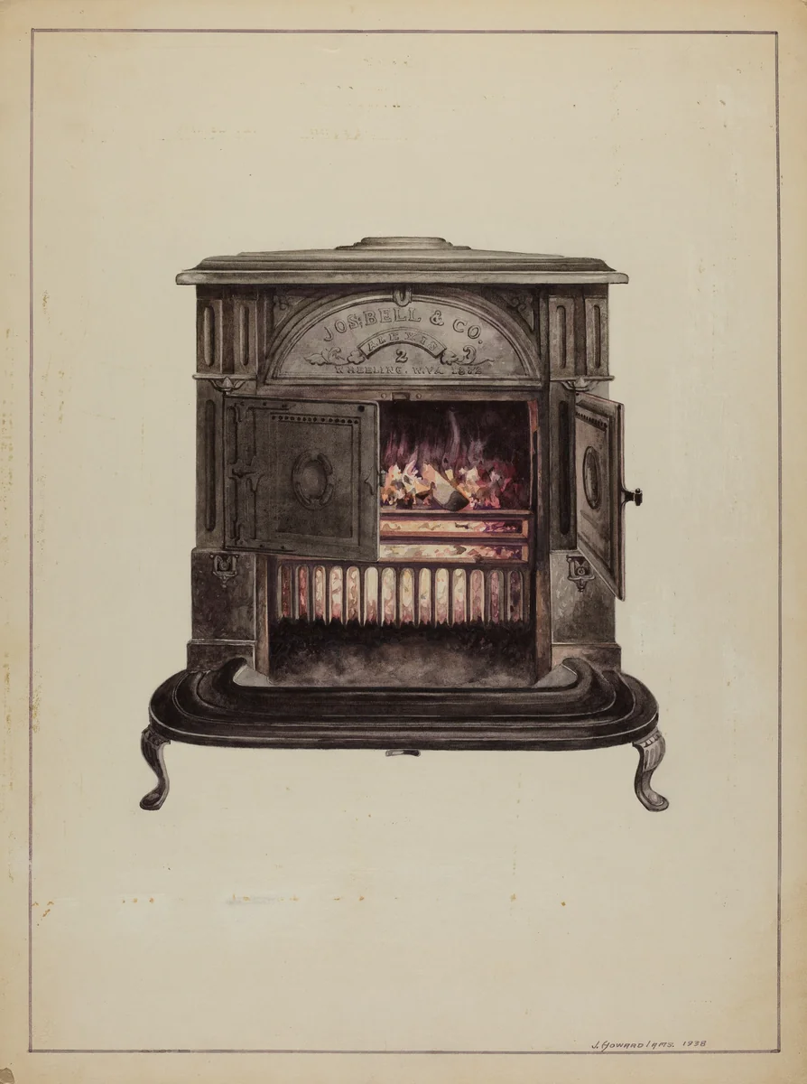 Franklin Stove by J. Howard Iams, index of american design, 1938