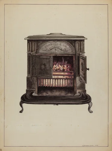 Franklin Stove by J. Howard Iams, index of american design, 1938