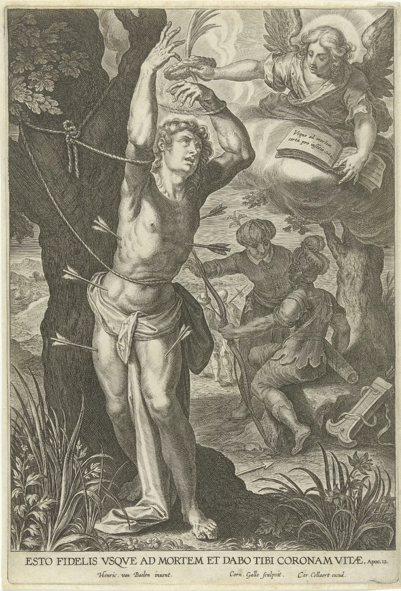 Marteling van de H. Sebastian by Unknown, print, 1586-1654