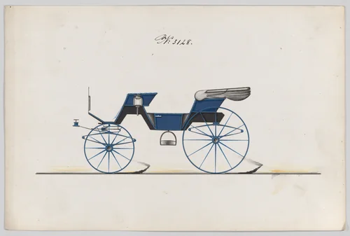 Design for Cabriolet Phaeton, no. 3128 by Brewster & Co., drawing, 1875