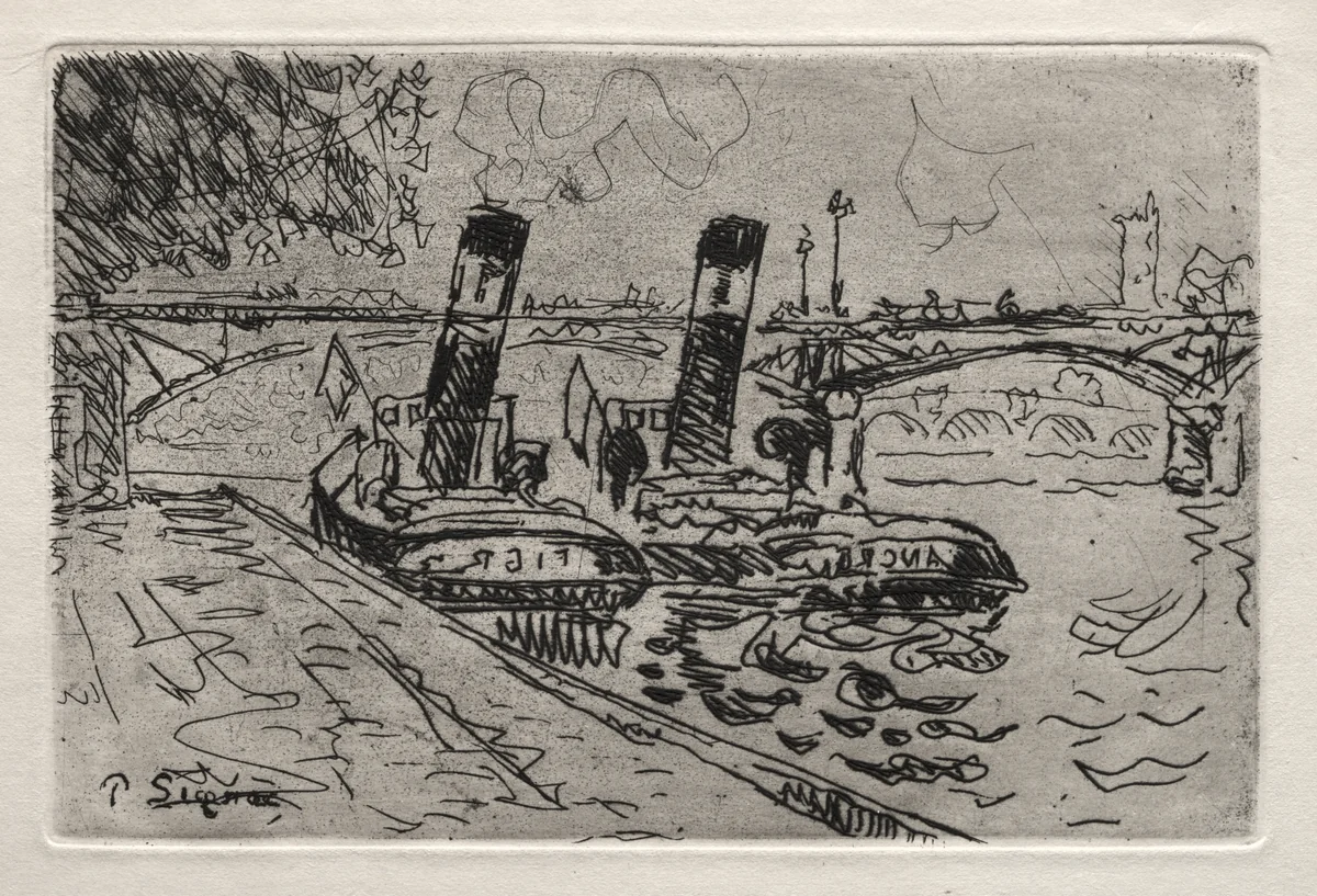 Paris, Le Pont des Arts avec Remorqeurs by Paul Signac, print, 1927