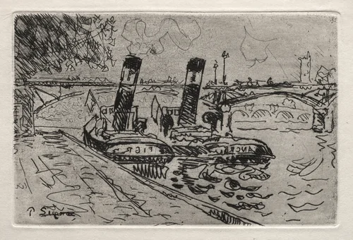 Paris, Le Pont des Arts avec Remorqeurs by Paul Signac, print, 1927