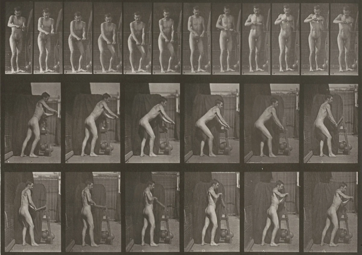 Plate Number 395. Turning a crank handle by Eadweard Muybridge, photograph, 1887