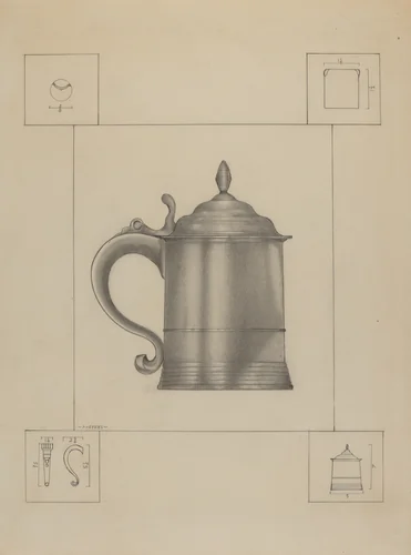 Pewter Mug by Henry Meyers, index of american design, 1936