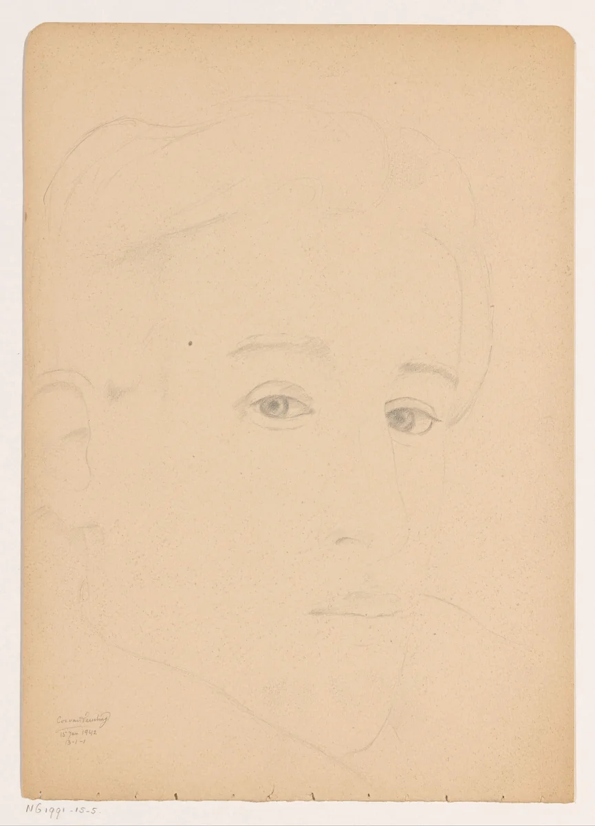 Zelfportret: B-1-1, 15 januari by Cor van Teeseling, drawing, 1942