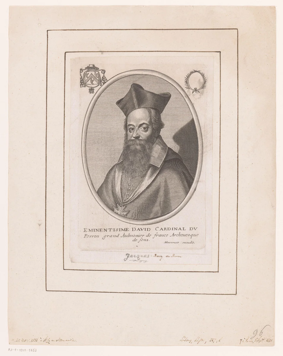 Portret van Jacques Davy du Perron by anonymous, print, 1610-1668