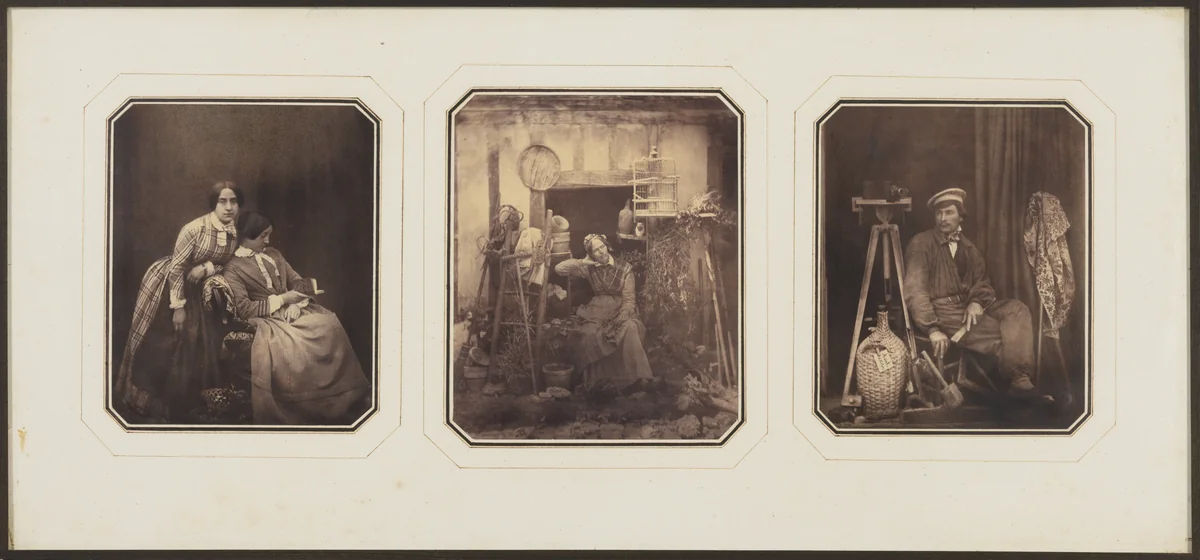 [Three Portraits in Original Exhibition Frame] by Louis-Adolphe Humbert de Molard, photograph, 1850