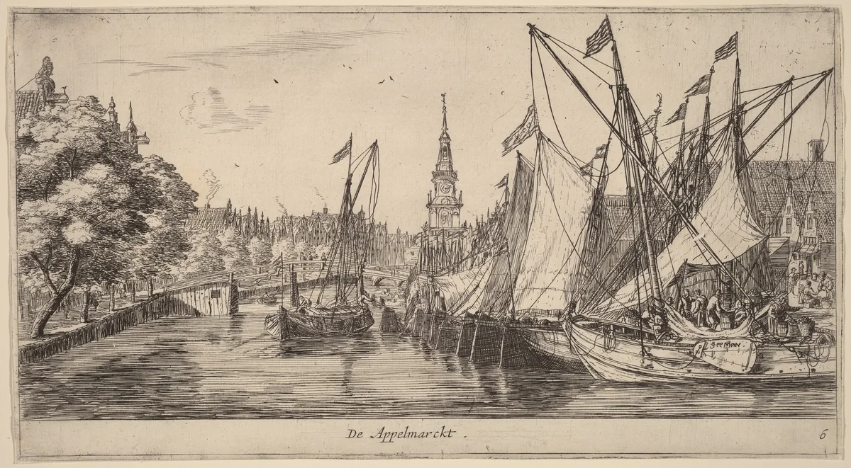 Appelmarkt (De Appelmarckt) by Reinier Nooms, print, 1623-1667