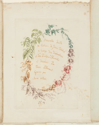 Title Page, from New Suite of Notebooks of Ideal Flowers for Use by Draftsmen and Painters by Jean Baptiste Pillement, print, 1795