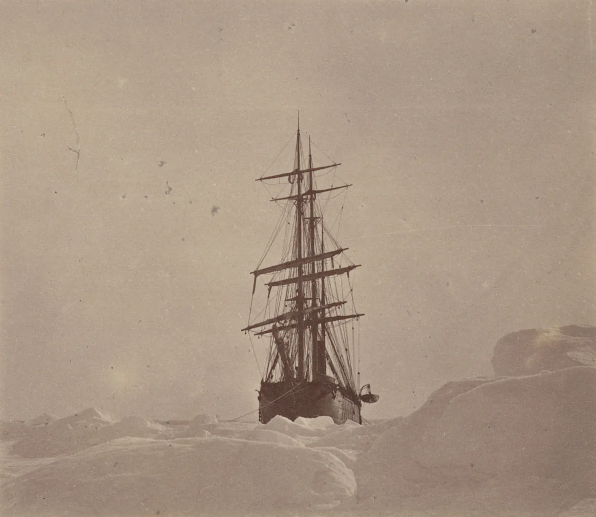 "Beset by the ice" by George P. Critcherson, John L. Dunmore, William Bradford, photograph, 1869