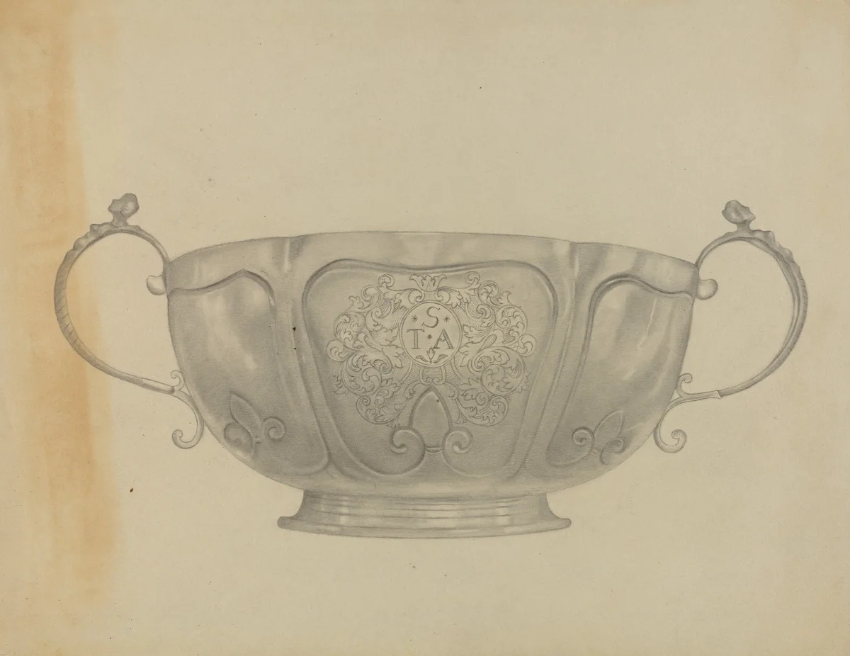 Two Handled Silver Bowl by Isidore Steinberg, index of american design, 1936