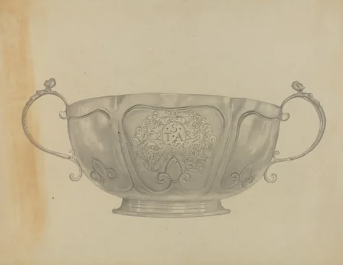 Two Handled Silver Bowl by Isidore Steinberg, index of american design, 1936
