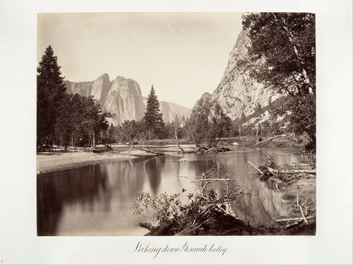 Looking Down Yosemite Valley by Carleton E. Watkins, photograph, 1870-1874