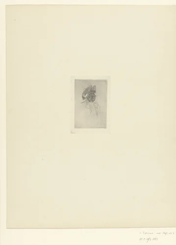 Hoofd van mannelijke acteur met steek by Félicien Rops, print, 1895