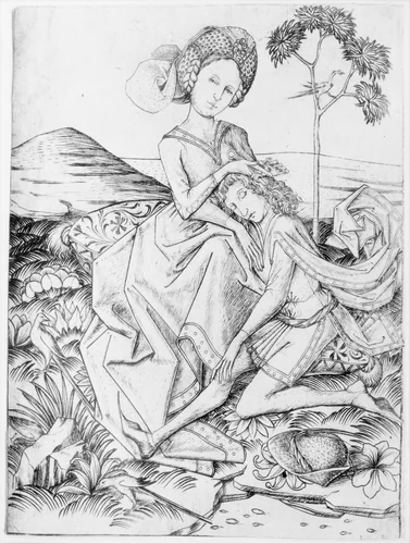 Samson and Delilah by Master ES, print, 1445-1467