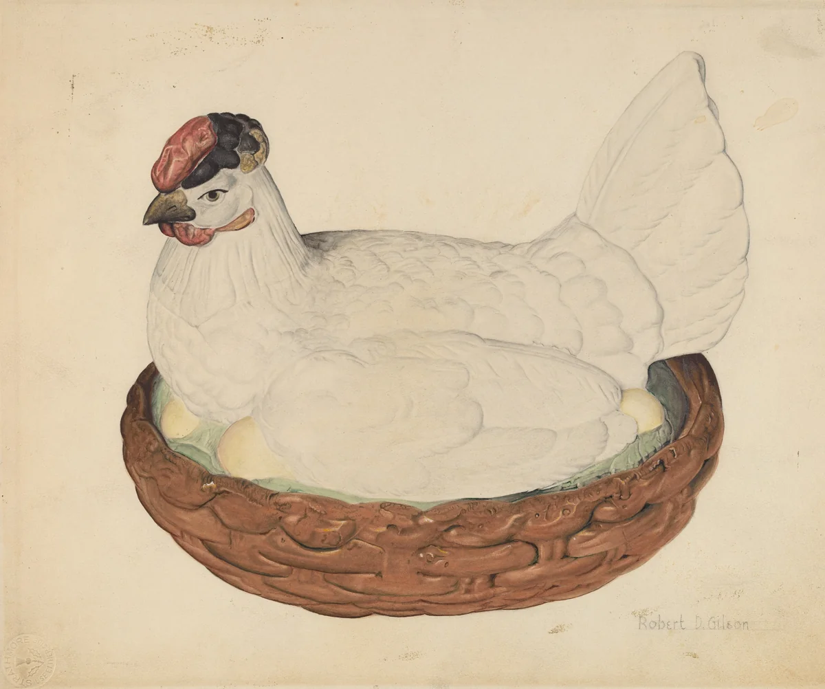 Hen on Nest by Robert Gilson, index of american design, 1938
