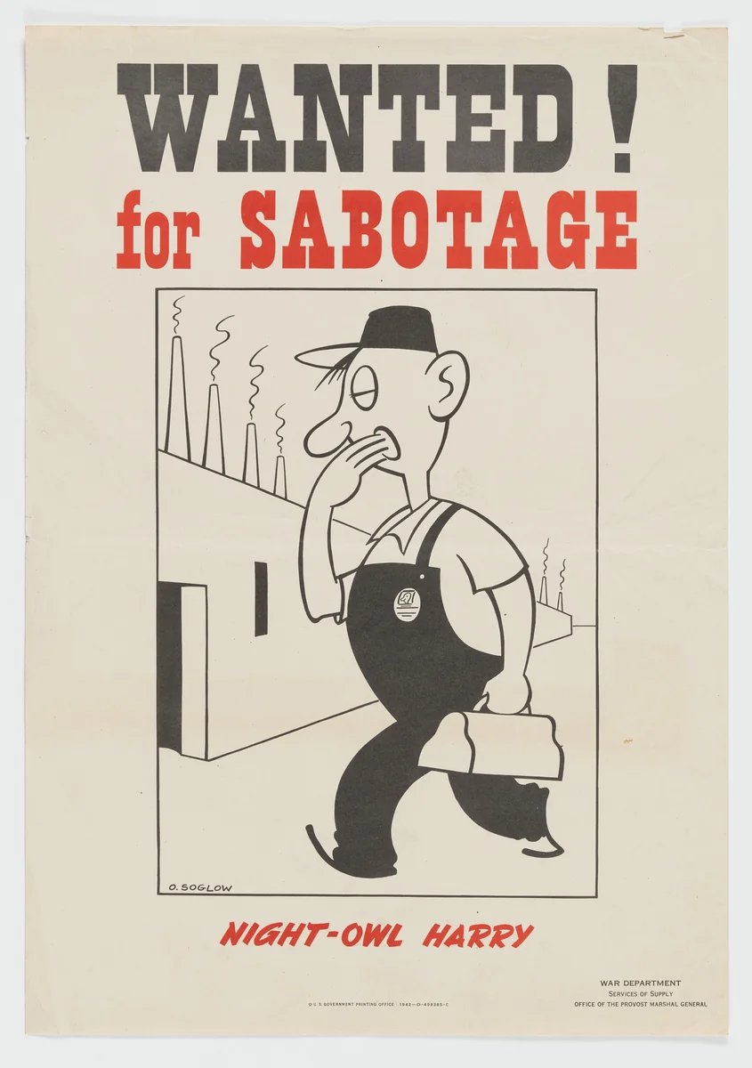 Wanted for Sabotage - Night Owl Harry by Otto Soglow, design, 1900