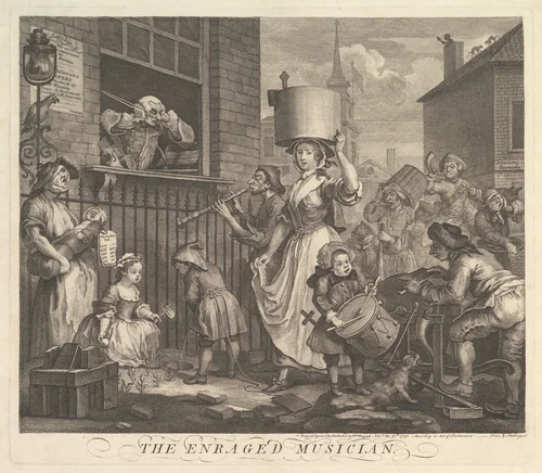 The Enraged Musician by William Hogarth, print, 1741
