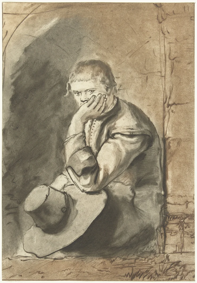 Zittende man by Jurriaan Cootwijck, print, 1724-1798