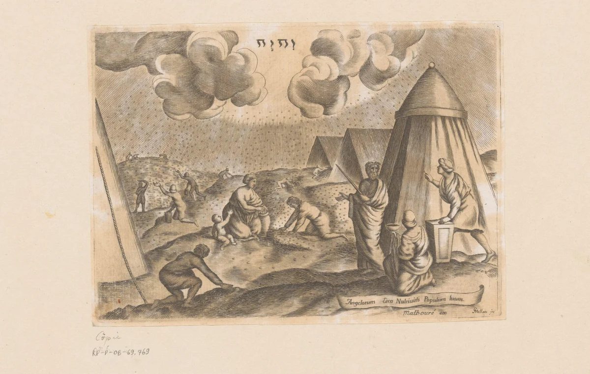 Verzamelen van het manna by anonymous, print, 1640