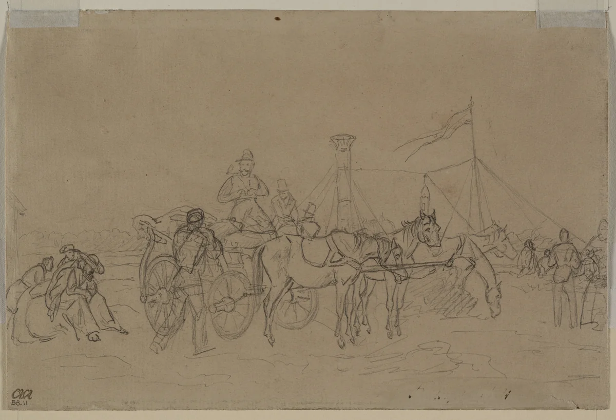 Passengers for Rhine Steamer (verso) by Heinrich von Mayr, drawing, 1806-1871