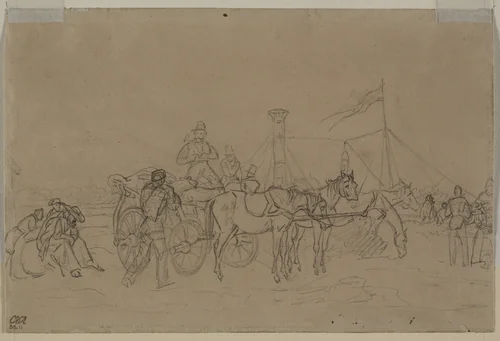 Passengers for Rhine Steamer (verso) by Heinrich von Mayr, drawing, 1806-1871