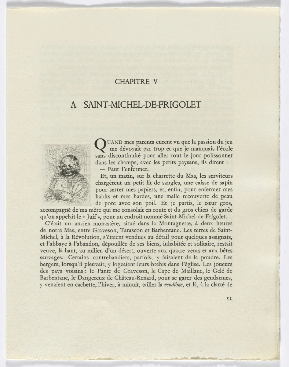 Frédéric Mistral: Mémoires et Recits by Frédéric Mistral: bust of a man (page 51) by Auguste Brouet, other, 1937