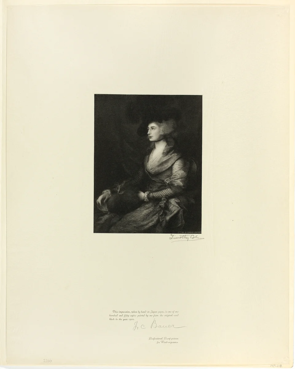 Portrait of Mrs. Siddons, from Old English Masters by Timothy Cole, print, 1897