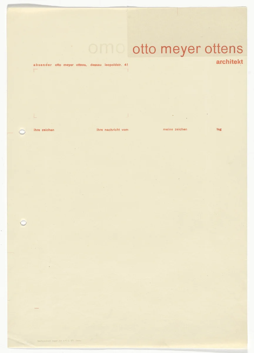 Otto Meyer Ottens letterhead by Herbert Bayer, design, 1920