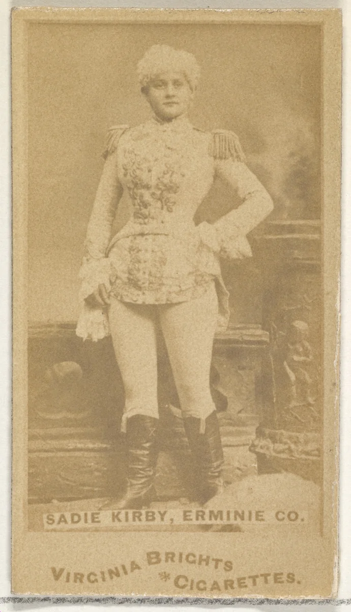 Sadie Kirby, Erminie Co., from the Actors and Actresses series (N45, Type 1) for Virginia Brights Cigarettes by Allen & Ginter, photograph, 1885-1891