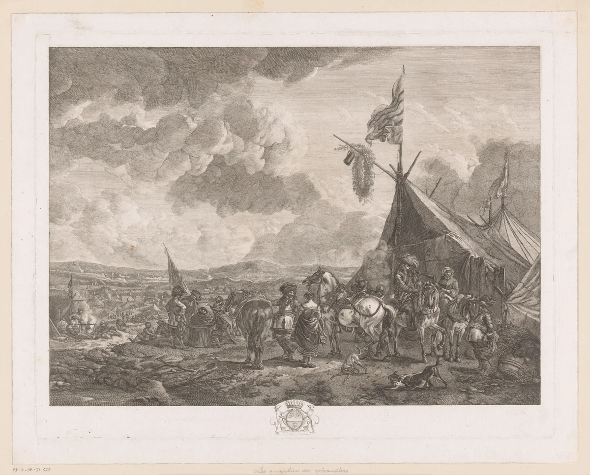 Soldatenkamp by Jean Moyreau, print, 1733-1762