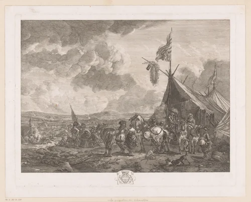 Soldatenkamp by Jean Moyreau, print, 1733-1762