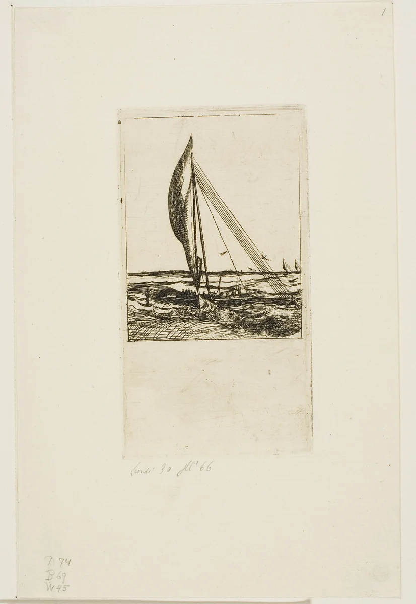 Swift-Sailing Proa, Mulgrave Archipelago, Oceania by Charles Meryon, print, 1866
