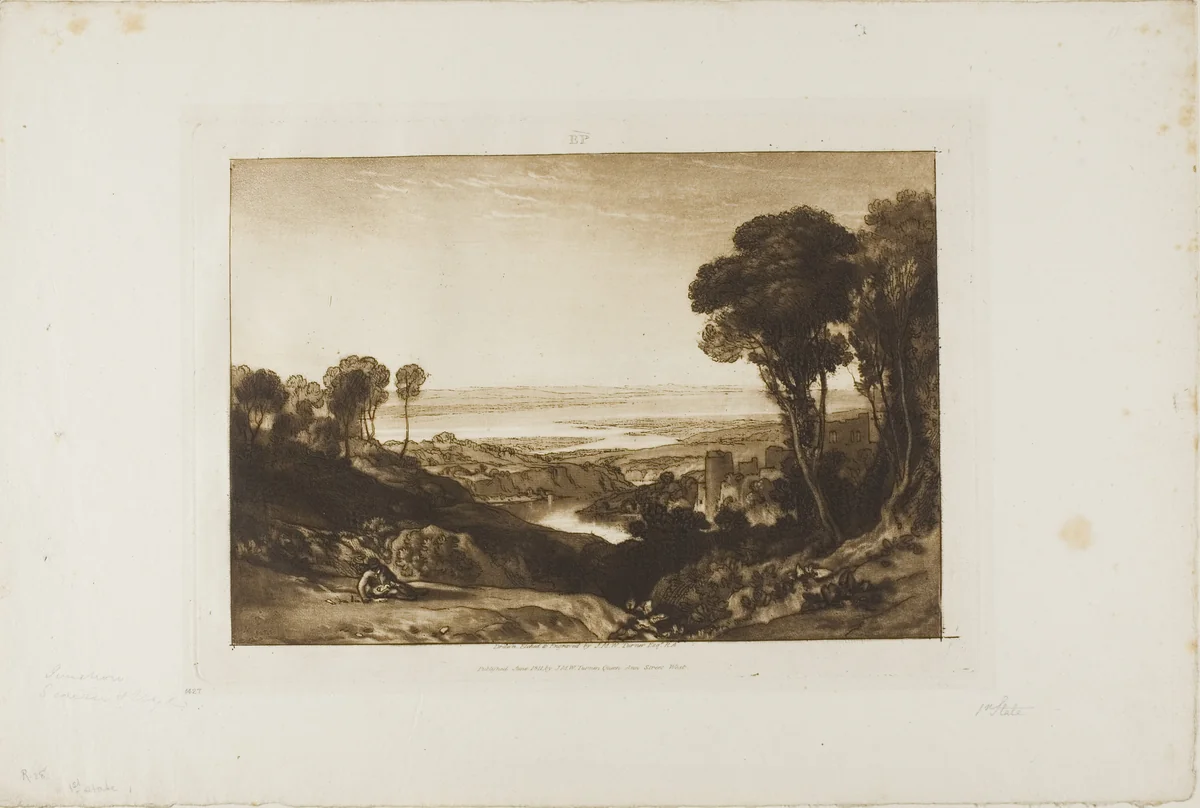 Junction of Severn and Wye, plate 28 from Liber Studiorum by Joseph Mallord William Turner, print, 1811