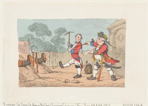 The Siege of Namur by Captain Shandy and Corporal Trim (Tristram Shandy) by Thomas Rowlandson, print, 1803