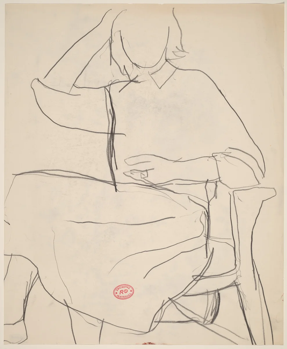 Untitled [seated woman with her right hand on her head] by Richard Diebenkorn, drawing, 1955-1967