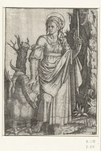 Heilige Margareta van Antiochië met draak by Unknown, print, 1500-1510