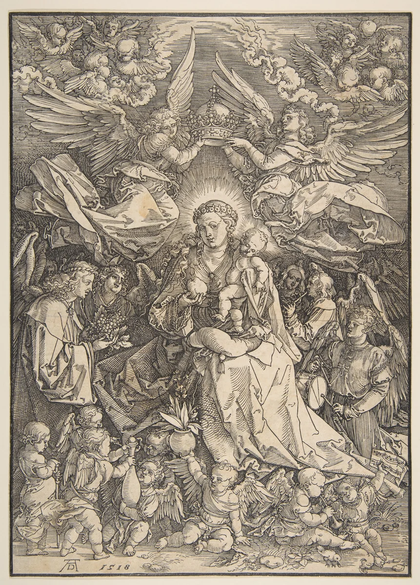 The Virgin Surrounded by Many Angels by Albrecht Dürer, print, 1518