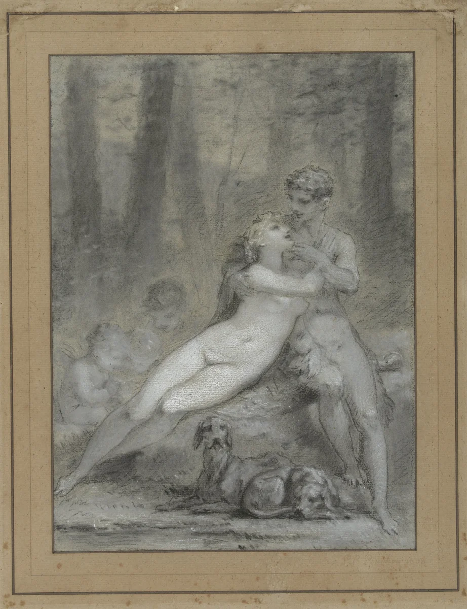 Venus and Adonis by Pierre Prud'hon, drawing, 1808