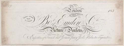 Trade Card for Emden & Co, Picture Dealer by C. Cole, print, 1800-1900
