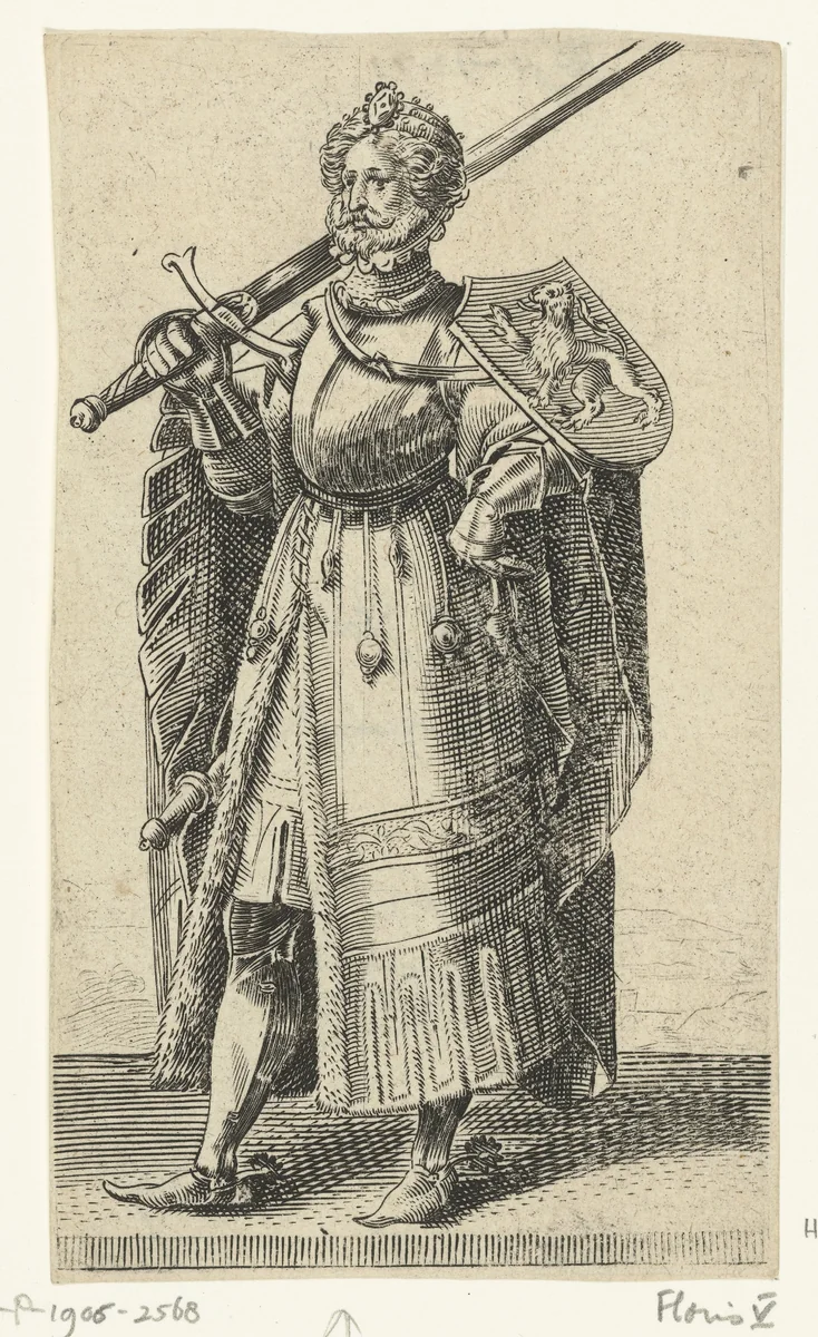 Portret van Floris V, graaf van Holland en Zeeland by Adriaen Matham, print, 1620