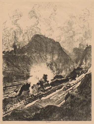 The Cut from Culebra, Panama by Joseph Pennell, print, 1912