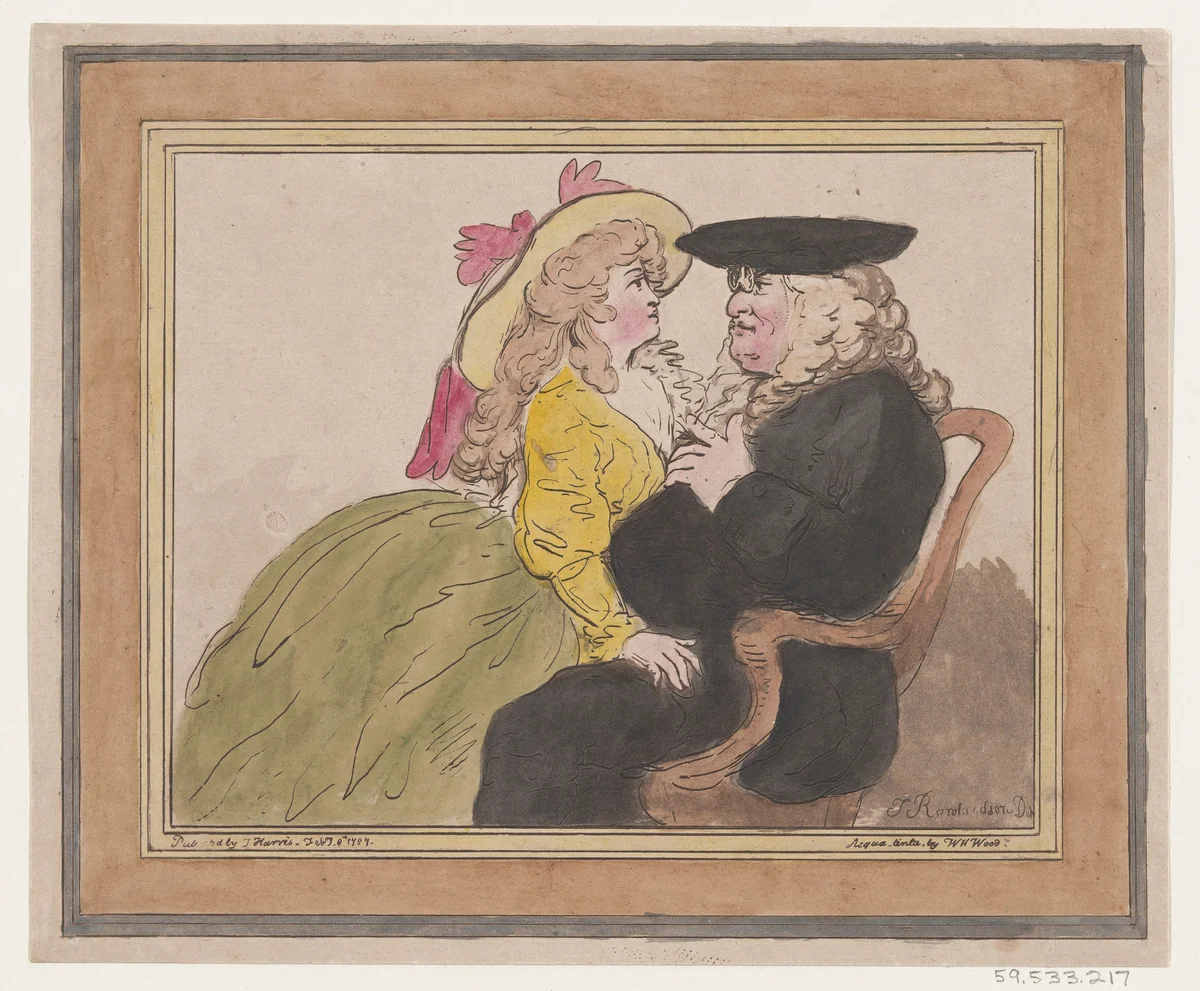 Lady on a Lawyer's Knee—Romance by William Henry Wood, print, 1787