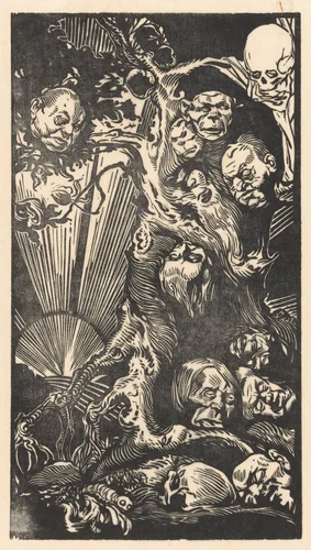 Boom met fantastische koppen by Johannes Josephus Aarts, print, 1881-1934